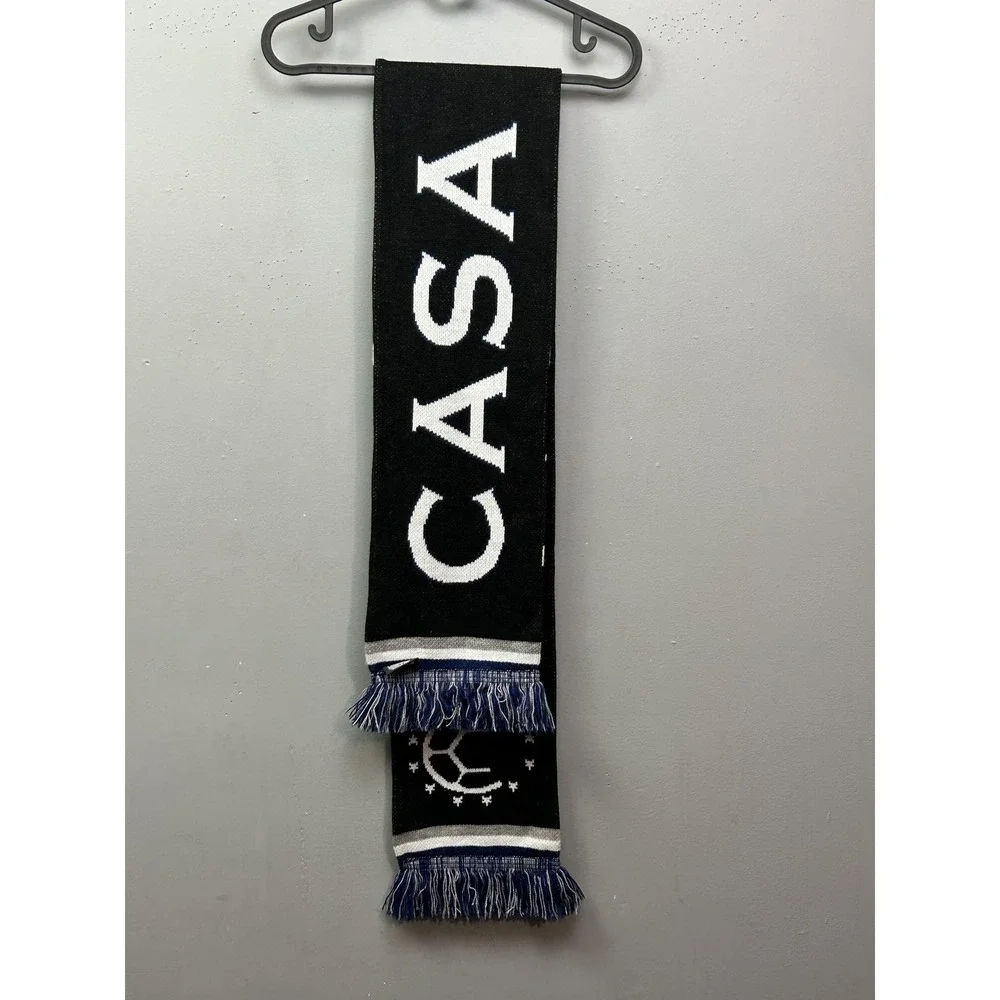 CASA Soccer Scarf Knit Acrylic Supporter Black White‎ Fringe Adult Fan